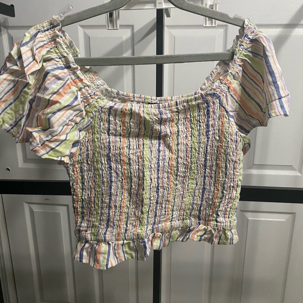 art class Multicolor Striped Smocked Blouse
